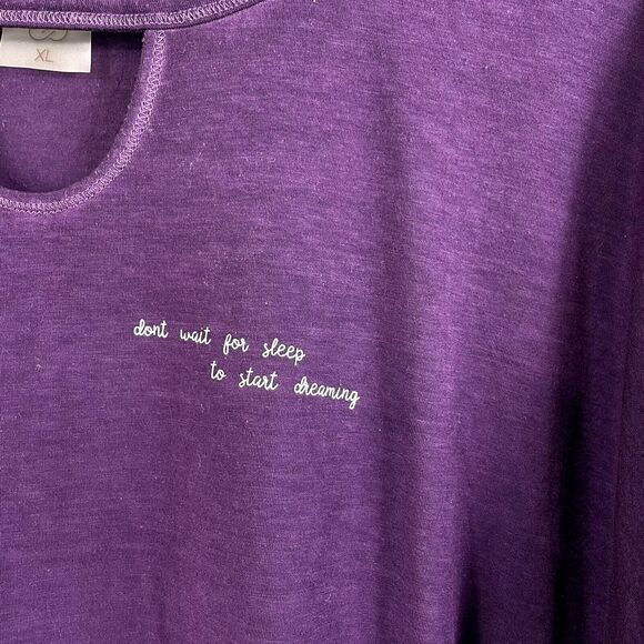 CALIA by Carrie Underwood Top Size XL Graphic Boxy Purple DON'T WAIT FOR SLEEP - Picture 3 of 6